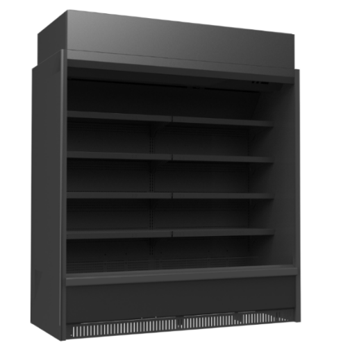 Picture of Air Curtain Vertical Display Case 6 Feet (Black) Tray Pack Seafood / Dairy Case / Meat Packing Case